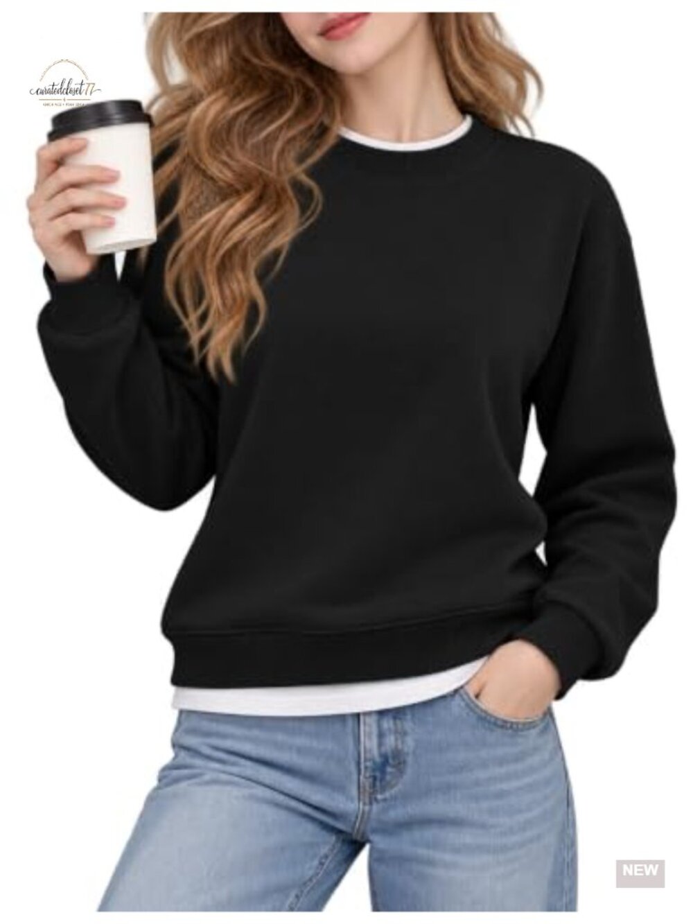 Women's 2 in 1 Contrast Trim Pullover Sweatshirt Cotton Blend